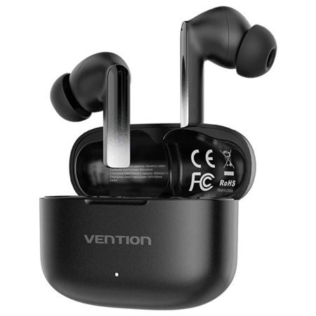 Auriculares Bluetooth Vention ELF E04 NBIB0 com caixa de carregamento/ Autonomia 6h/ Pretos