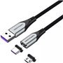 Cabo USB 2.0 Vention CQNHD/ USB Macho/ MicroUSB Macho - USB-C Macho/ 50cm/ Cinza