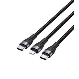 Cabo USB-C Vention H17BAV/ USB-C Macho - Lightning Macho/ USB-C Macho/ 60W/ 480Mbps/ 1.2m/ Preto