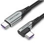 Cabo USB 2.0 USB-C 90º Vention TAKHF/ USB-C Macho - USB-C Macho/ Até 100W/ 480Mbps/ 1m/ Cinza