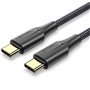 Cabo USB 2.0 USB-C 3A Vention TAUBG/ USB-C Macho - USB-C Macho/ Até 60W/ 480Mbps/ 1.5m/ Preto