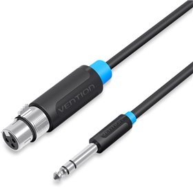 Cabo Stereo Vention BBEBH/ Jack 6.5 Macho - XLR Fêmea/ 2m/ Preto