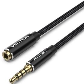 Cabo Stereo Vention BHCBL/ Jack 3.5 Macho - Jack 3.5 Fêmea/ 10m/ Preto