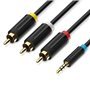 Cabo Stereo Vention BCCBG/ Jack 2.5 Macho - 3x RCA Macho/ 1.5m/ Preto