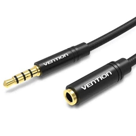 Cabo Stereo Vention BHBBG/ Jack 3.5 Macho - Jack 3.5 Fêmea/ 1.5m/ Preto