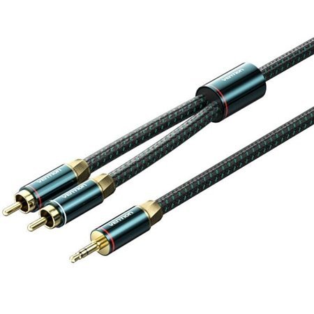 Cabo Audio Vention BCSGF/ 2x RCA Macho - Jack 3.5 Macho/ 1m/ Verde e Preto