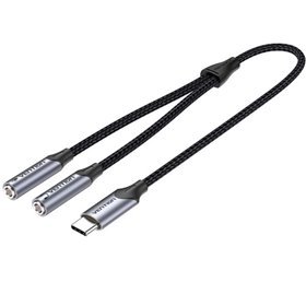 Cabo Conversor USB-C Vention BGNHY/ USB-C Macho - 2x Jack 3.5 Fêmea/ 30cm/ Cinza