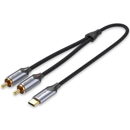 Cabo Conversor Vention BGUHF/ 2x RCA Macho - USB-C Macho/ 1m/ Cinza