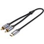 Cabo Conversor Vention BGUHF/ 2x RCA Macho - USB-C Macho/ 1m/ Cinza