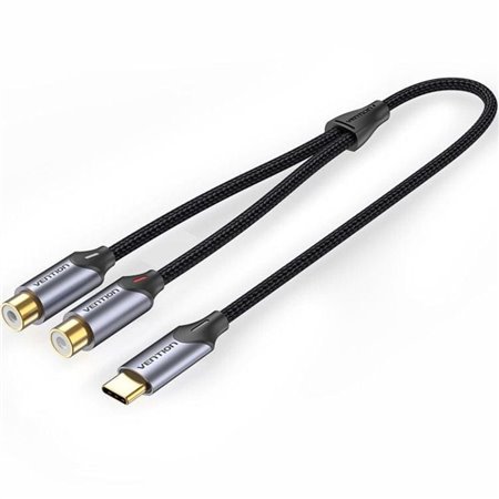 Cabo Conversor Vention BGVHD/ 2x RCA Fêmea - USB-C Macho/ 50cm/ Cinza