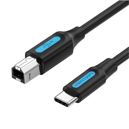 Cabo USB 2.0 USB-C Vention CQUBH/ USB Tipo-B Macho - USB-C Macho/ 480Mbps/ 2m/ Preto