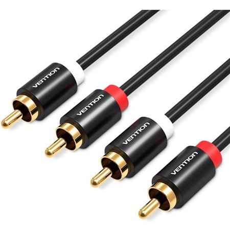 Cabo Stereo Vention VAB-R06-B200/ 2x RCA Macho - 2x RCA Macho/ 2m/ Preto