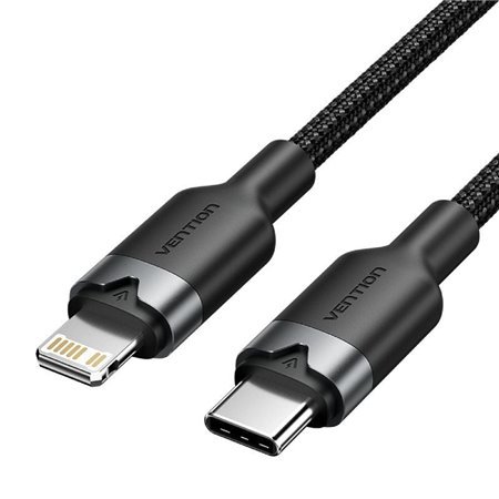 Cabo USB-C Lightning Vention LALBH/ USB-C Macho - Lightning Macho/ 27W/ 480Mbps/ 2m/ Preto