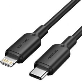 Cabo USB 2.0 USB-C Lightning Vention LAKBF/ USB-C Macho - Lightning Macho/ Até 27W/ 480Mbps/ 1m/ Preto