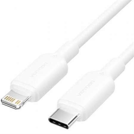 Cabo USB 2.0 USB-C Lightning Vention LAKWF/ USB-C Macho - Lightning Macho/ Até 27W/ 480Mbps/ 1m/ Branco