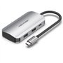 Hub USB-C Vention TNBHB/ 4xUSB/ 1xUSB-C PD