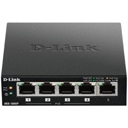 D-Link DES-1005P 5 Portas/ RJ45 10/100Mbps PoE Switch