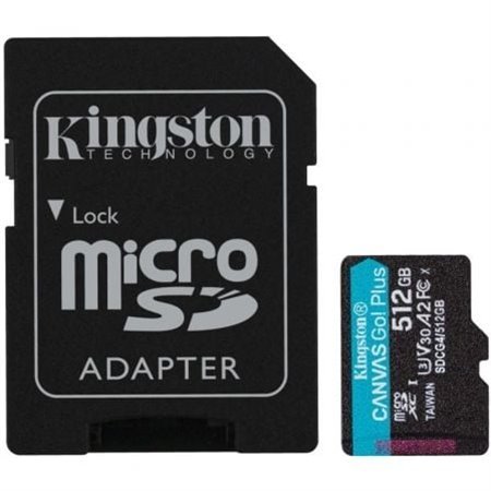 Cartão de memória Kingston CANVAS Go! Plus microSD XC de 512 GB com adaptador/Classe 10/200 MB