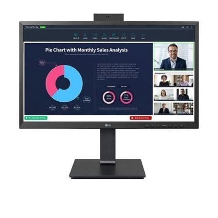 Monitor profissional LG 24BP75CP-B 23,8"/ Full HD/ Webcam/ Multimídia/ Altura ajustável/ Preto