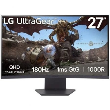 Monitor gamer curvo LG UltraGear 27GS60QC-B de 27"/ QHD/ 1 ms/ 180 Hz/ VA/ Preto