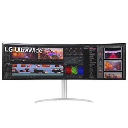 Monitor gamer ultrawide curvo LG UltraGear 49WQ95C-W de 49" / QHD duplo / multimídia / altura ajustável / branco