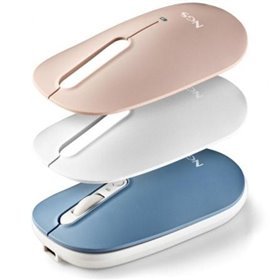 Mouse Bluetooth sem fio NGS Shell-RB/ Bateria recarregável/ Até 1600 DPI/ Azul/ Branco/ Rosa