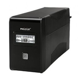 UPS de linha interativa LCD Phasak 850 VA/ 850 VA/ 2 saídas/ Formato de torre