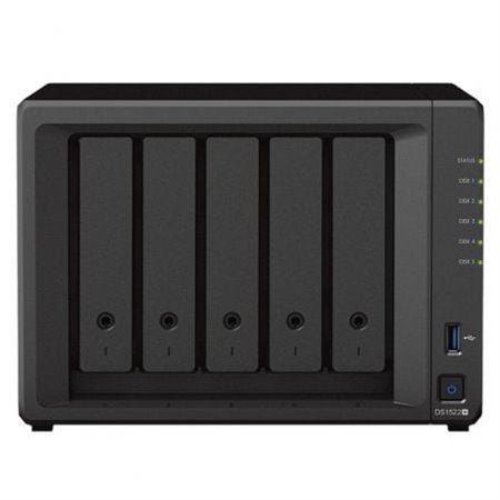 NAS Synology Diskstation DS1522+/ 5 baias 3,5"- 2,5"/ 8 GB DDR4/ Formato Torre