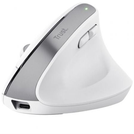 Mouse ergonômico sem fio Trust Bayo+ Bluetooth/ Bateria recarregável/ Até 2400 DPI/ Branco