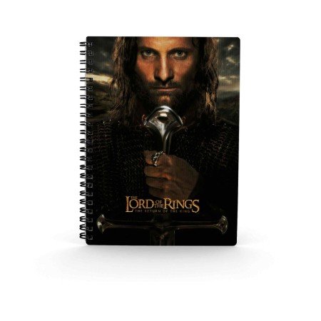 caderno de efeito 3d sd toys o senhor dos anéis aragorn
