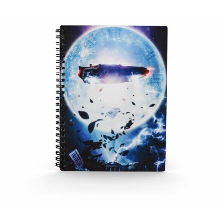 Cartaz de efeito 3d de notebook bttf delorean de volta ao futuro