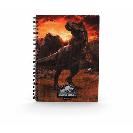 Caderno de efeito 3D no mundo jurássico selvagem
