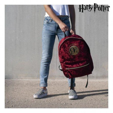 Mochila casual de veludo cerdá harry potter anden 9 3 - 4 bordô 40 cm