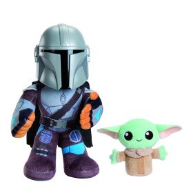 Pelúcia matel star wars clã de dois mandalorianos e grogu