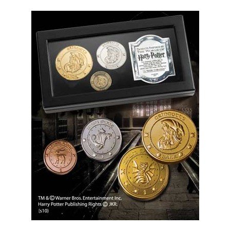 Réplica da exibição de moedas de harry potter gringotts da coleção nobre