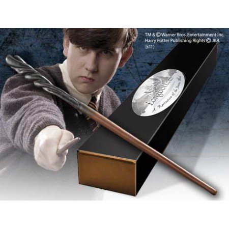 Réplica da varinha longbottom da coleção nobre harry potter neville com caixa e placa de identificação