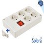 Tomada Elétrica C/ 5 Saídas Schuko Interruptor Solera