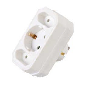 Tomada Elétrica C/ 2 Saídas Planas 1 Schuko Branco
