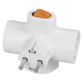 Ficha Elétrica Tripla 3 Schuko Interruptor