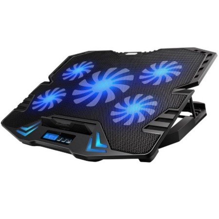 Suporte - base de resfriamento para laptop ewent ew1259 - 5 ventiladores - hub de 2 portas - até 17 polegadas