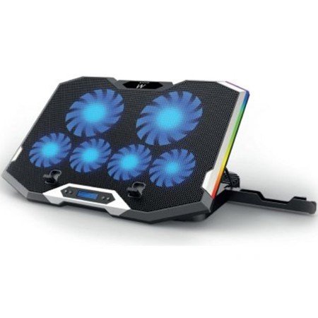 Suporte - base de resfriamento para laptop ewent ew1260 - 6 ventiladores - hub de 2 portas - rgb - até 17 polegadas