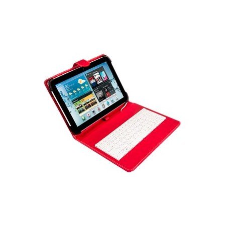 Estojo Universal Silver HT para Tablet 9 - 10,1 polegadas + Micro USB Teclado com Fio Vermelho - Branco
