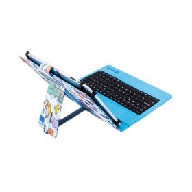 Estojo ht prateado impresso universal para tablet 9 - 10,1 polegadas + teclado micro usb pixel gamer
