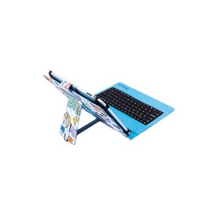 Estojo ht prateado impresso universal para tablet 9 - 10,1 polegadas + teclado micro usb pixel gamer