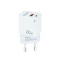 Carregador de parede tooq double usb - c + usb to white 20w