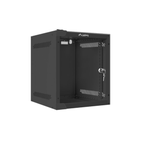 Armário de rack mural Lanberg 10 polegadas 6u - 280x310 pacote plano porta de vidro preto