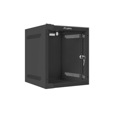 Armário de rack mural Lanberg 10 polegadas 6u - 280x310 pacote plano porta de vidro preto
