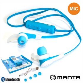 Auscultadores Bluetooth Stereo Mic Bat Azul Manta