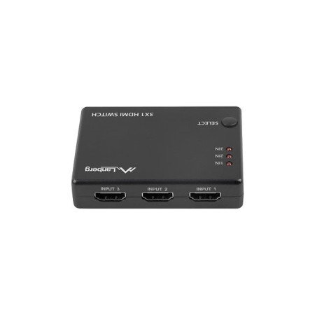 Interruptor de vídeo Lanberg 4k - 3 x HDMI - micro usb - preto - controle remoto