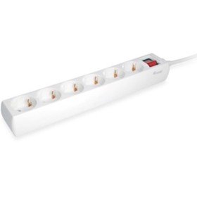 Filtro de linha equipado com 6 soquetes, cabo de rede de 1,5 metros e botão liga/desliga